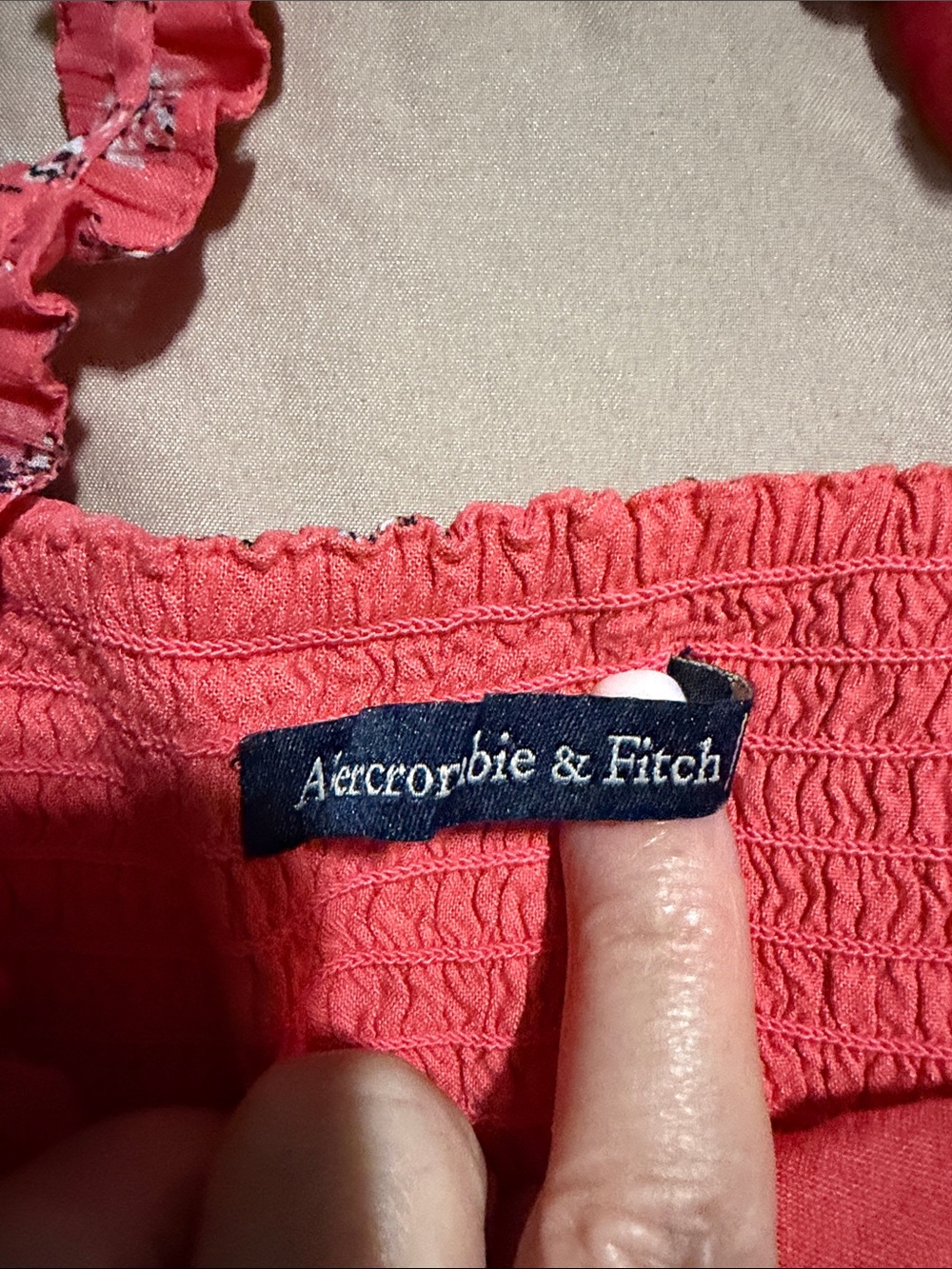Abercrombie & Fitch Coral Floral Ruffle-Trim Crop Camisole - Picture 5 of 10